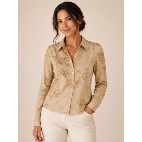 Liz Claiborne Tops - NWOT Liz Claiborne button up blouse Beige Brown Size 8